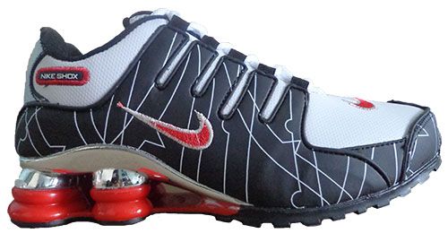 Tênis Nike Shox NZ Branco Preto e Vermelho cromado MOD:10443
